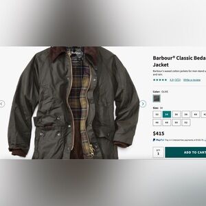 Orvis Barbour Olive Jacket